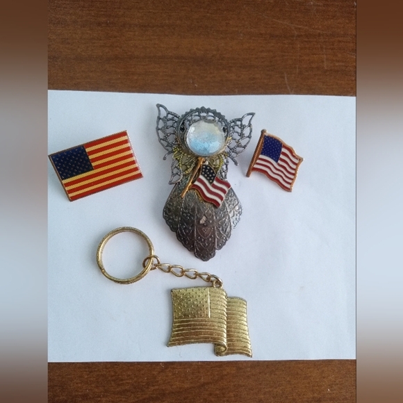 No brand Other - Patriotic USA Flag Lot of Vintage Pins And‎ Key Chain United States Of America